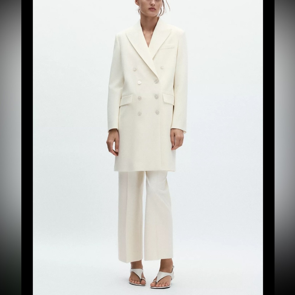 Zara Cream Double-Breasted Blazer